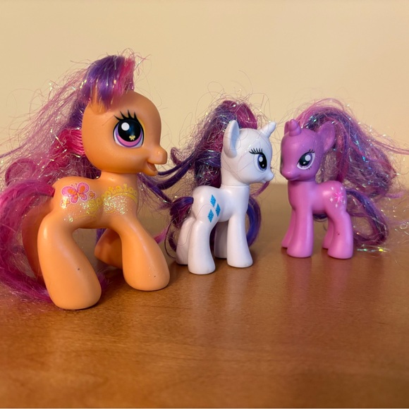 Hasbro Other - 3 My Little Pony Tinsel Hair Figures Hasbro Rarity, Twilight Sparkle & Scootaloo